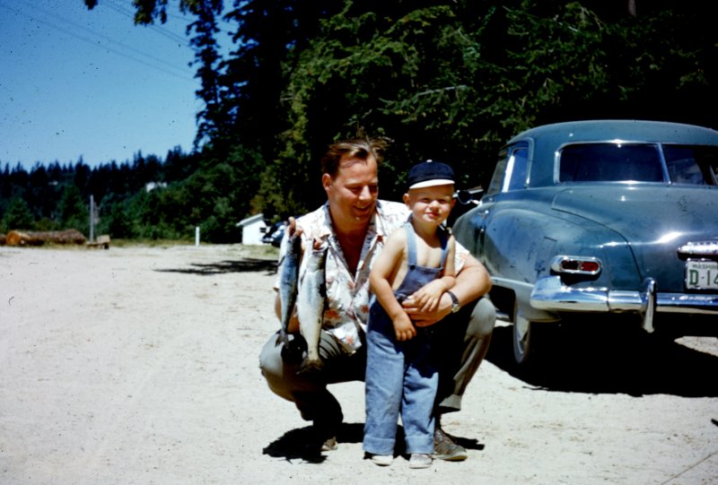 Father and Son, Fish in Hand