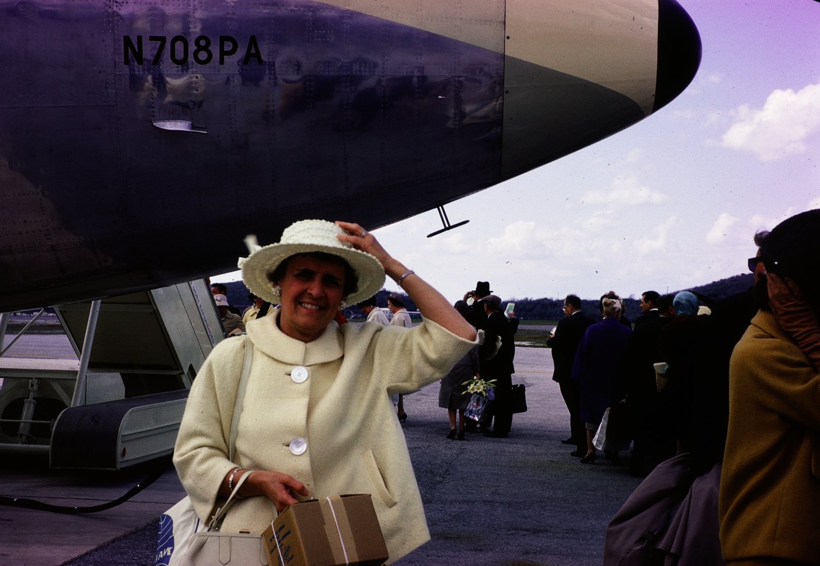 Passenger beside Pan Am’s Clipper Constitution