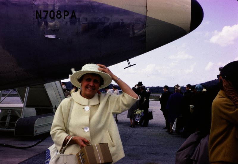 Passenger beside Pan Am’s Clipper Constitution